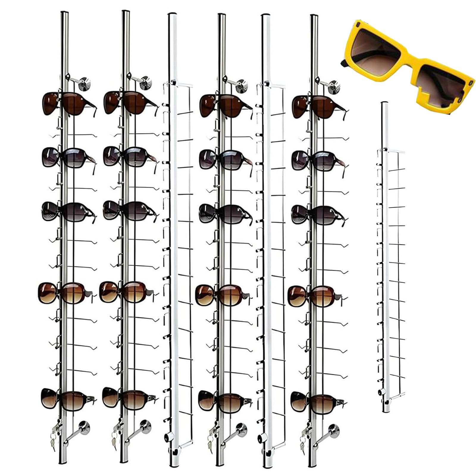 Espositore Da Parete Per Occhiali Da Sole (Set Da 10 Pezzi), Struttura In Lega Di Alluminio, Ideale Per Negozi Di Ottica E Punti Vendita Per L'esposizione E La Conservazione Degli Occhiali 18pcs