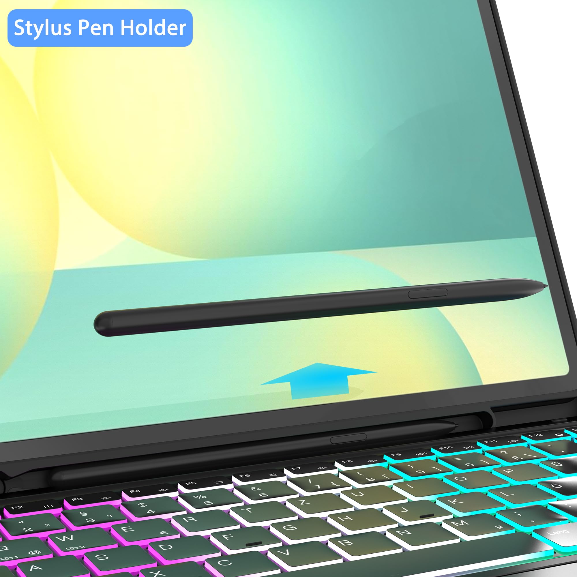 für Samsung Tablet S10 FE+ Plus Tastatur QWERTZ Deutsches : DEX-Modus mit einem Klick, 2 drahtlose Kanäle, Regenbogen-Beleuchtung Trackpad Tastatur Hülle mit S-PEN-Halter für Tab S10 FE+ 13.1" 2025