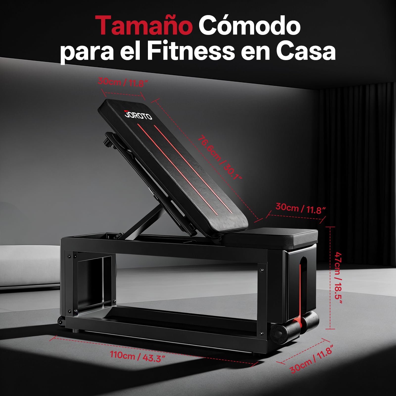 JOROTO MD85 Banco Musculación Ajustable con Almacenamiento Integrado, Capacidad 990LBS/450KG Banco de Pesas Multifuncional, Brazo de Tracción 9 Posiciones y Respaldo 7 Posiciones Banco Gimnasio Casa