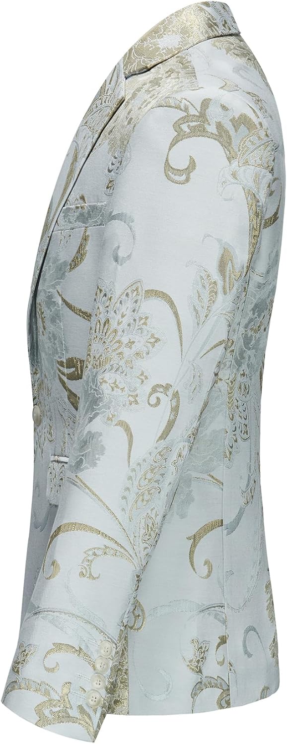 UNINUKOO Mens Floral Blazer Jacket Slim Fit Luxury Party Dinner Tuxedo Suit Jacket for Men - Image 2