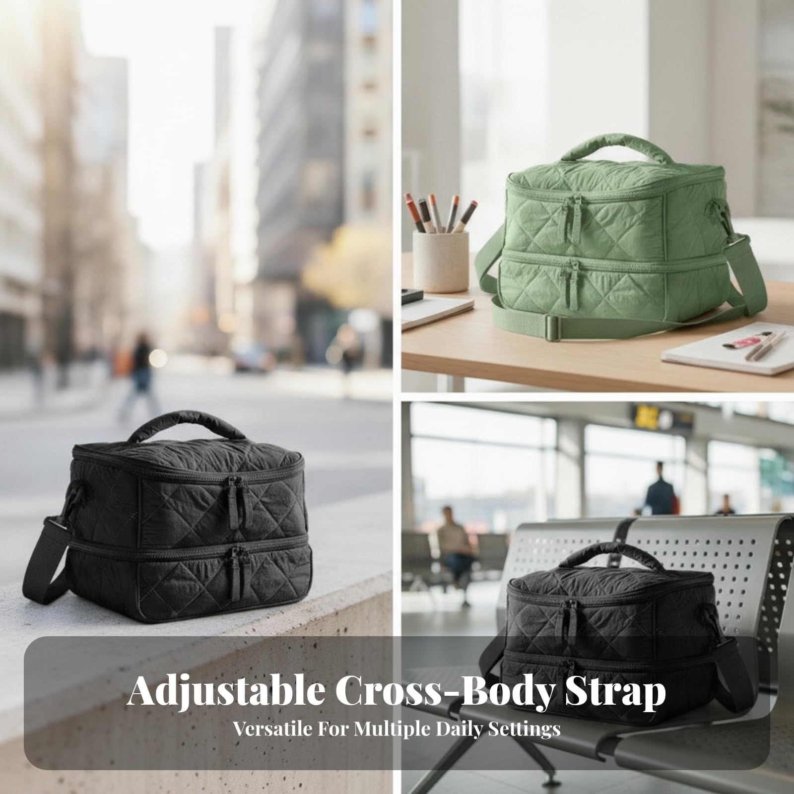 Bolsa para Pintauñas Uñas | la Resisn Al Agua, Neceser Maquillaje, Impermeable, Neceser Maquillaje con Asa, para Viajes, Verde