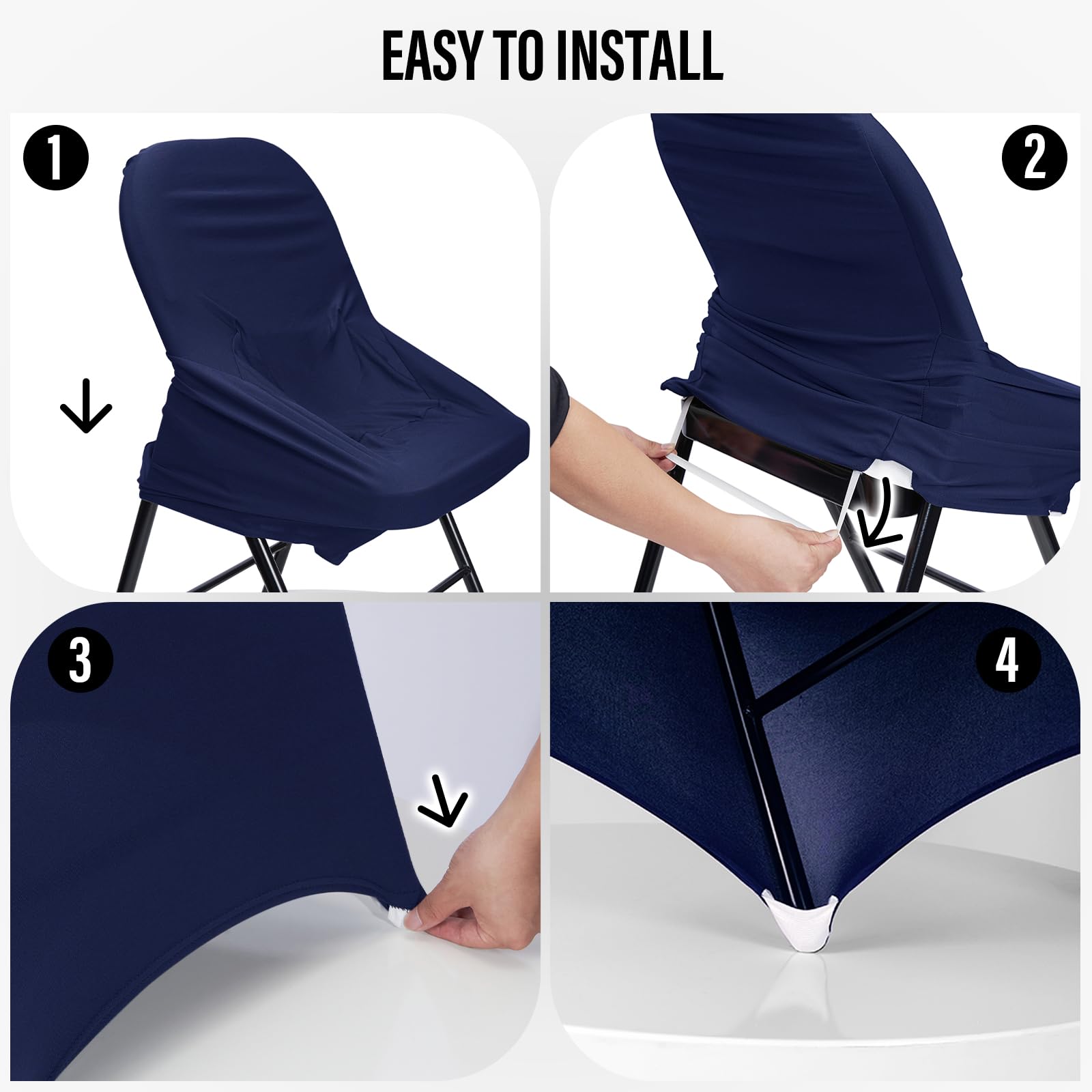 LEBENGURU Stretch Spandex Folding Chair Covers 30PCS, Universal Elastic