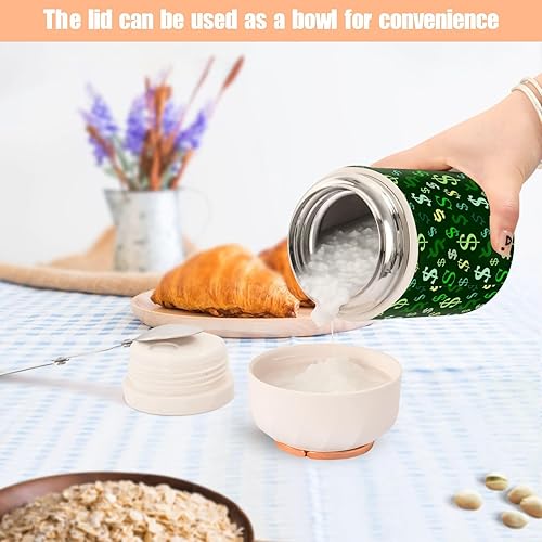Miniatura 6 de MCHIVER Dollar Sign Food Jar with Spoon Stainless Steel Vacuum Insulated Food Container 17 oz Thermos for Hot Food