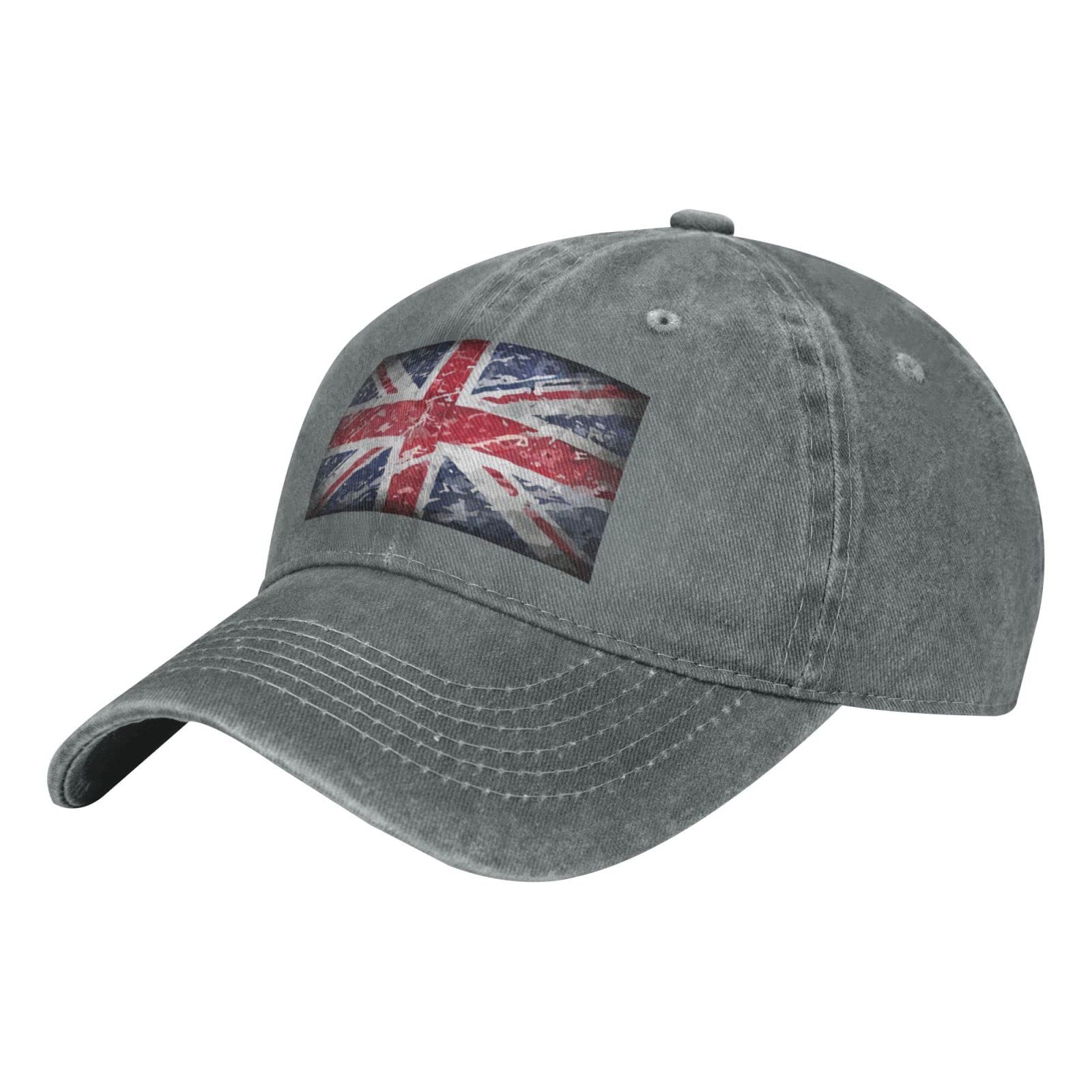 GTDEALS Unisex Vintage Baseball Cap Adjustable British Jack England Flag Baseball Casquette Hat Cowboy Dad Hat Gray