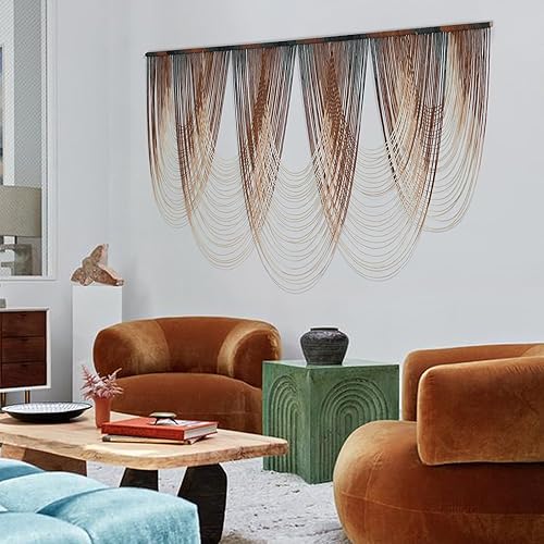 Miniatura 4 de IOWER Macramé para colgar en la pared de macramé teñido por inmersión en marrón, decoración de pared grande de macramé para sala de estar, arte de