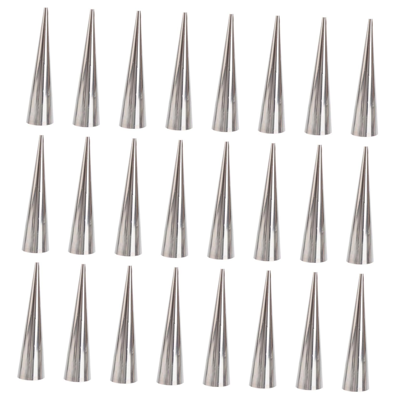 Garneck Stainless Steel Big Croissant Spiral Molds 24pcs Set Conical Tube Molds for Baking
