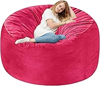 Vista 39 de Homguava Silla de Puf de 2 Pies: Pufs de 2' con Espuma de Memoria Rellenos, Cómodas Sillas de Puf Redondas con Funda de Terciopelo Holandés - Rosa