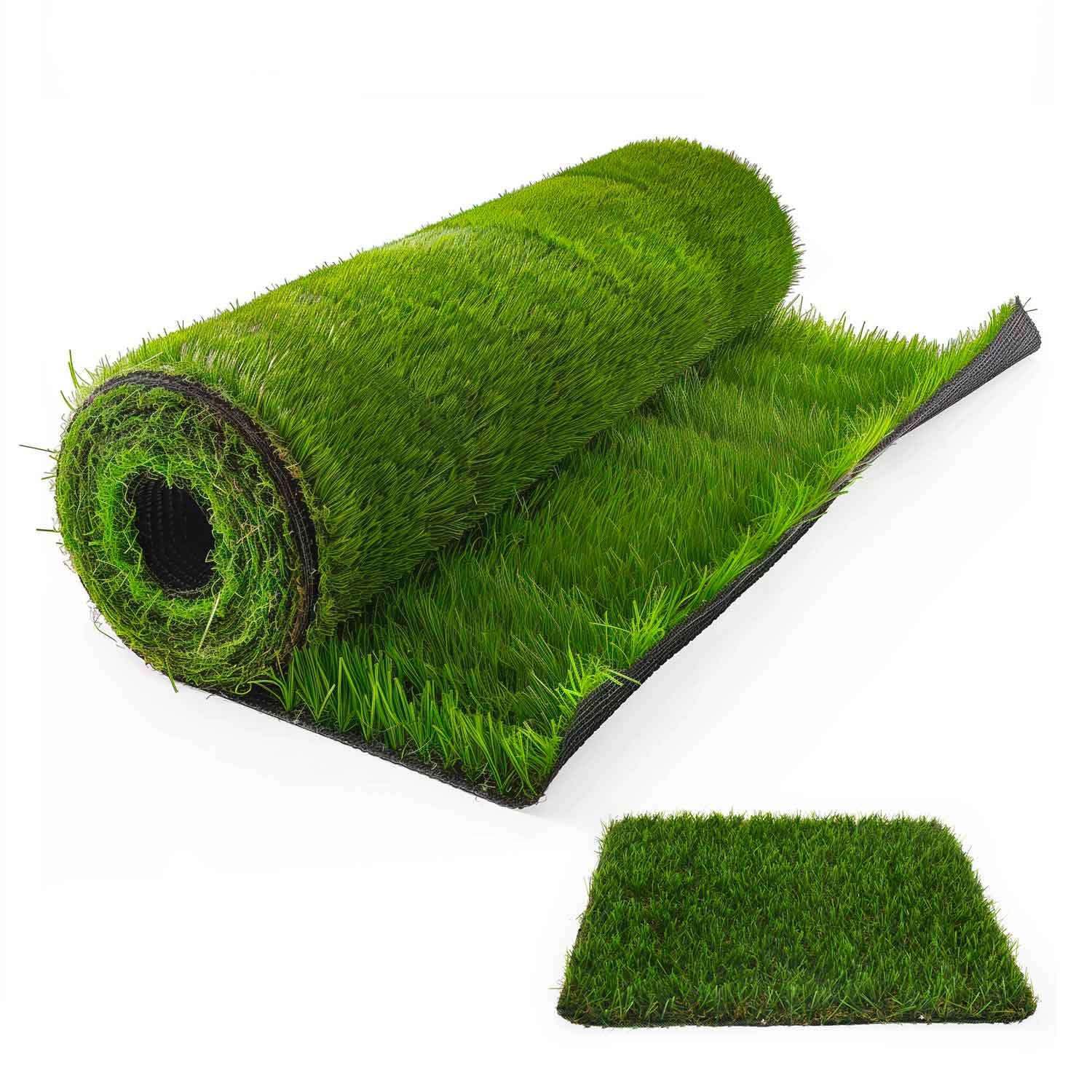 Prato sintetico in PE, tappeto di erba artificiale con supporto drenante in latex, pet friendly. Altezza/Spessore: 25mm, 30mm, 40mm, 50mm. Rotoli da 1x5m e 1x10m (25mm - 1x10MT - 10mq)
