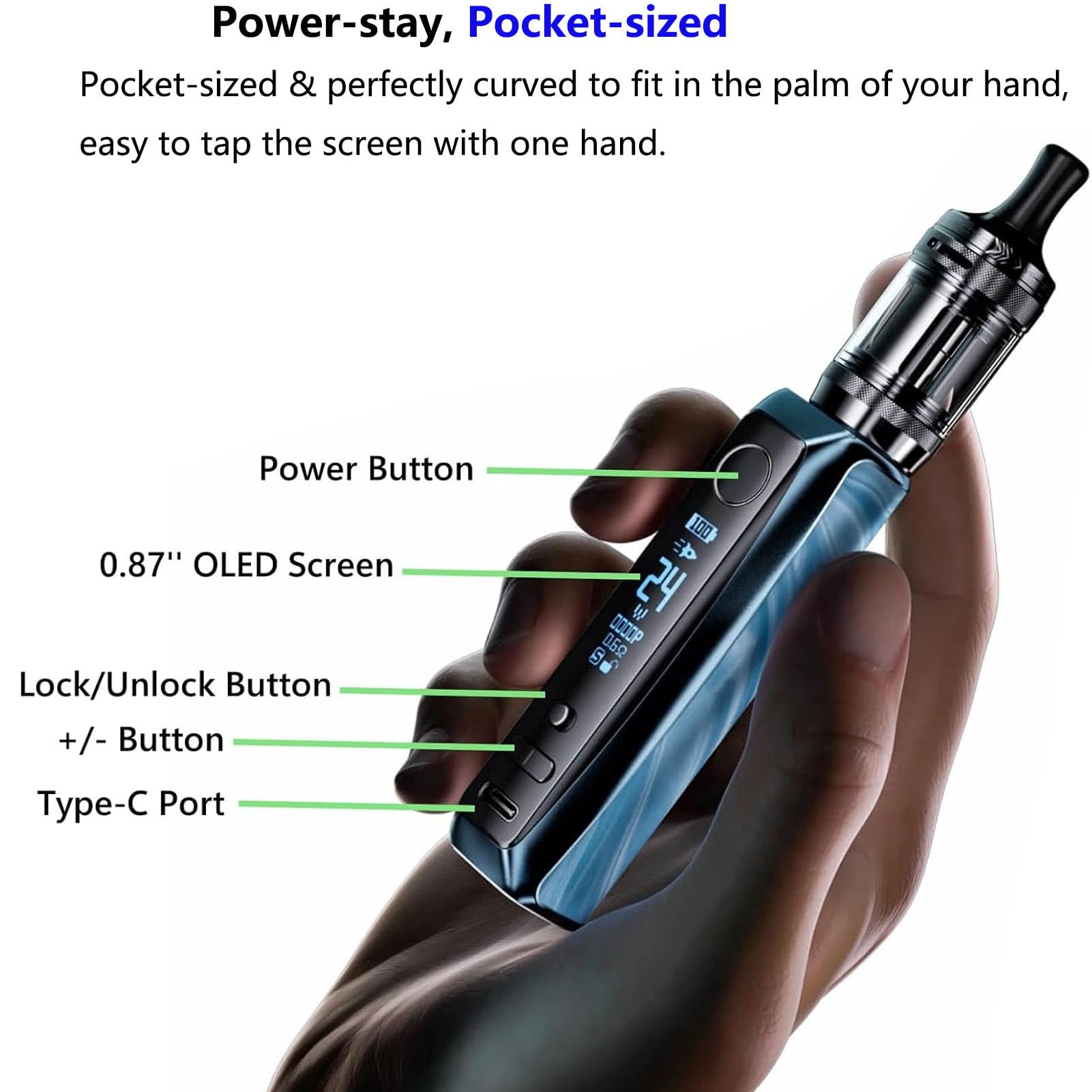 Vaporesso GTX One Pro Mod Kit con batteria integrata 3000mAh, atomizzatore XTank T da 3ml (ricarica dall'alto) compatibile con resistenze GTX (0.6Ω/1.2Ω) - Senza nicotina (Nero)