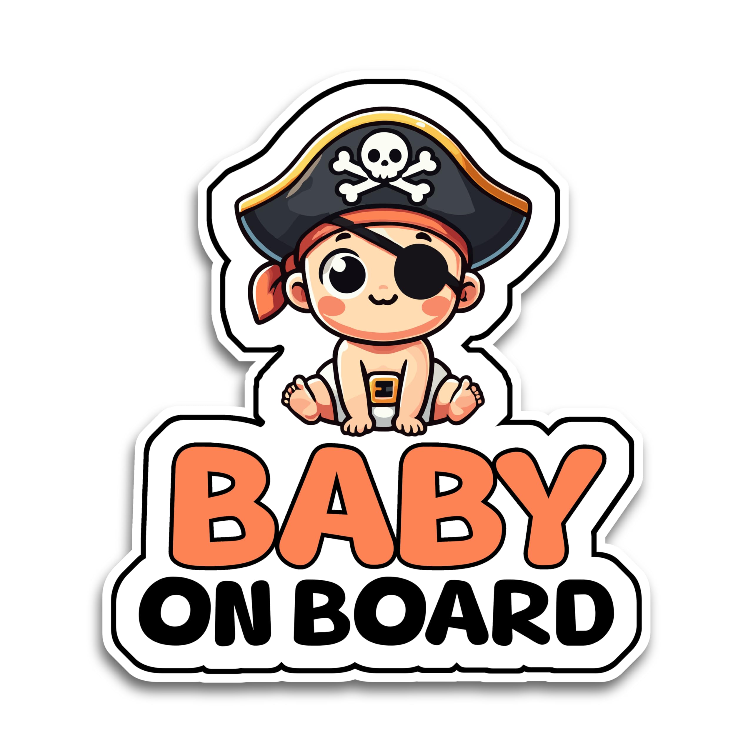 Baby on Board Sign for Car, Baby Pirate, High Visibility Window Sticker Badge, Easy Apply & Remove, Universal Safety Sign