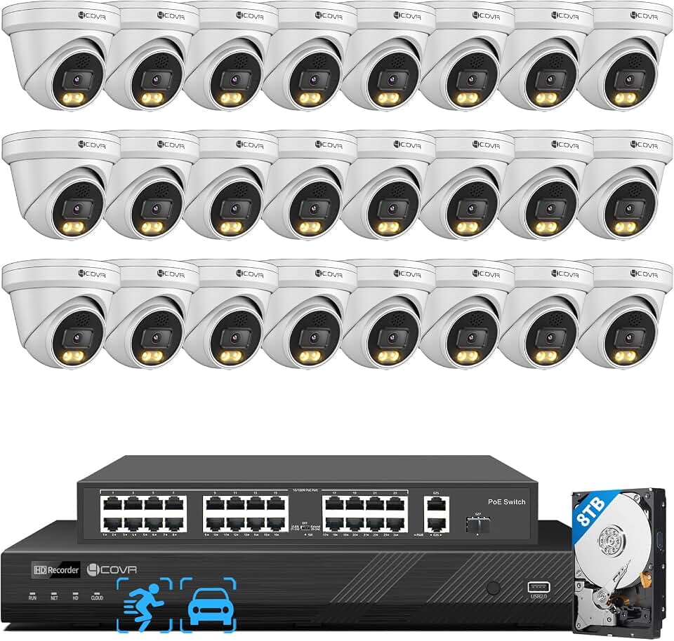 4COVR 4K 32 Channel Security Camera System PoE with 8TB HDD, LY97KA8M3224