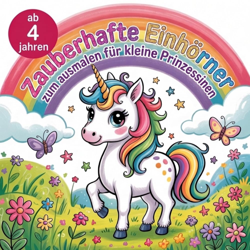 Zauberhafte Einhörner zum ausmalen für kleine Prinzessinnen
