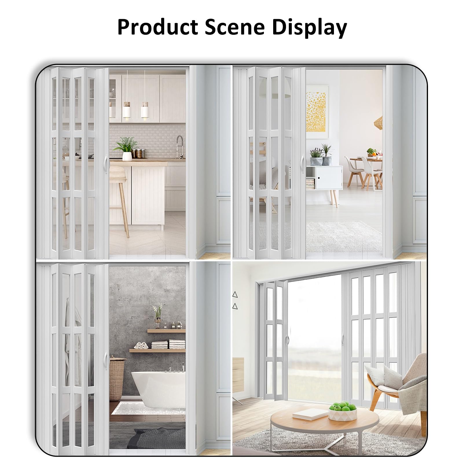Portes pliantes en accordéon en PVC à deux volets - Cloison invisible pour bureau et entrepôt - Design vertical - Solution peu encombrante