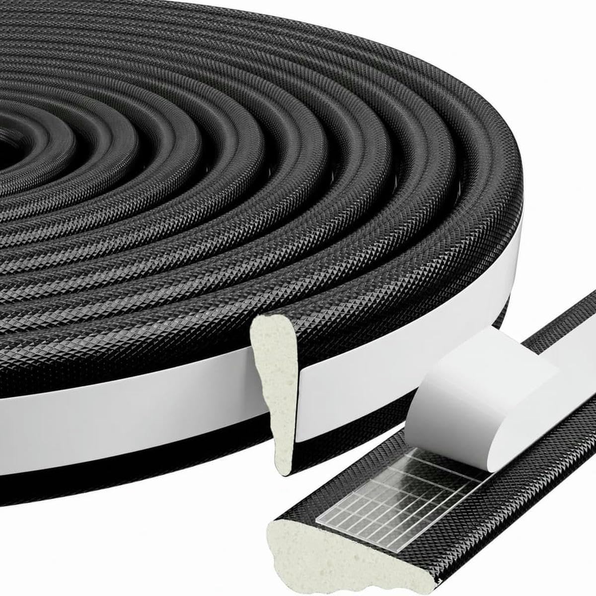 Door and Window Sealing Strip Sound Insulation self-Adhesive Filling Winter Warm Weather Strip self-Adhesive Foam Sealing strip-black-5M