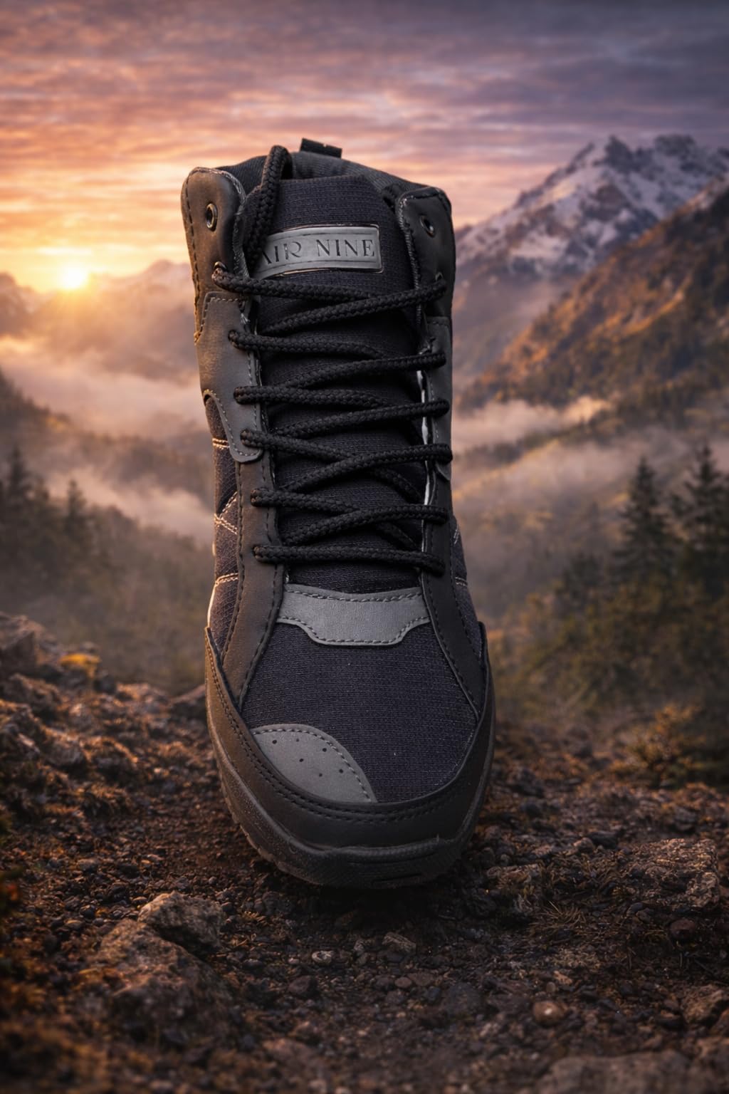 AIR NINE Men’s High-Ankle Hiking & Trekking Shoes Black, Article Bolt (UK Footwear Size System, Adult, Men, Numeric, Medium, 9) 1