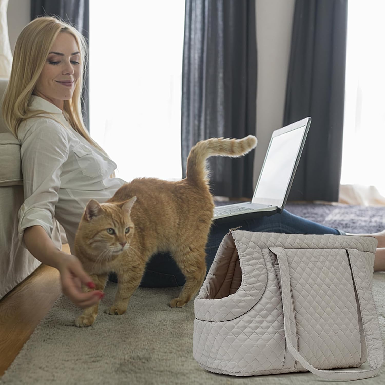 Small Dog Carrier Bag | Cotton Small Dog Purse Cat Carrier | Portable Cat, Lightweight Winter Bags with Pockets for Puppies, Dogs, Kittens