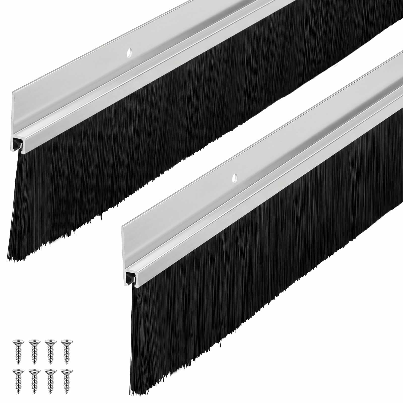 Frienda Door Sweep Brush Aluminum 2 Set Silver