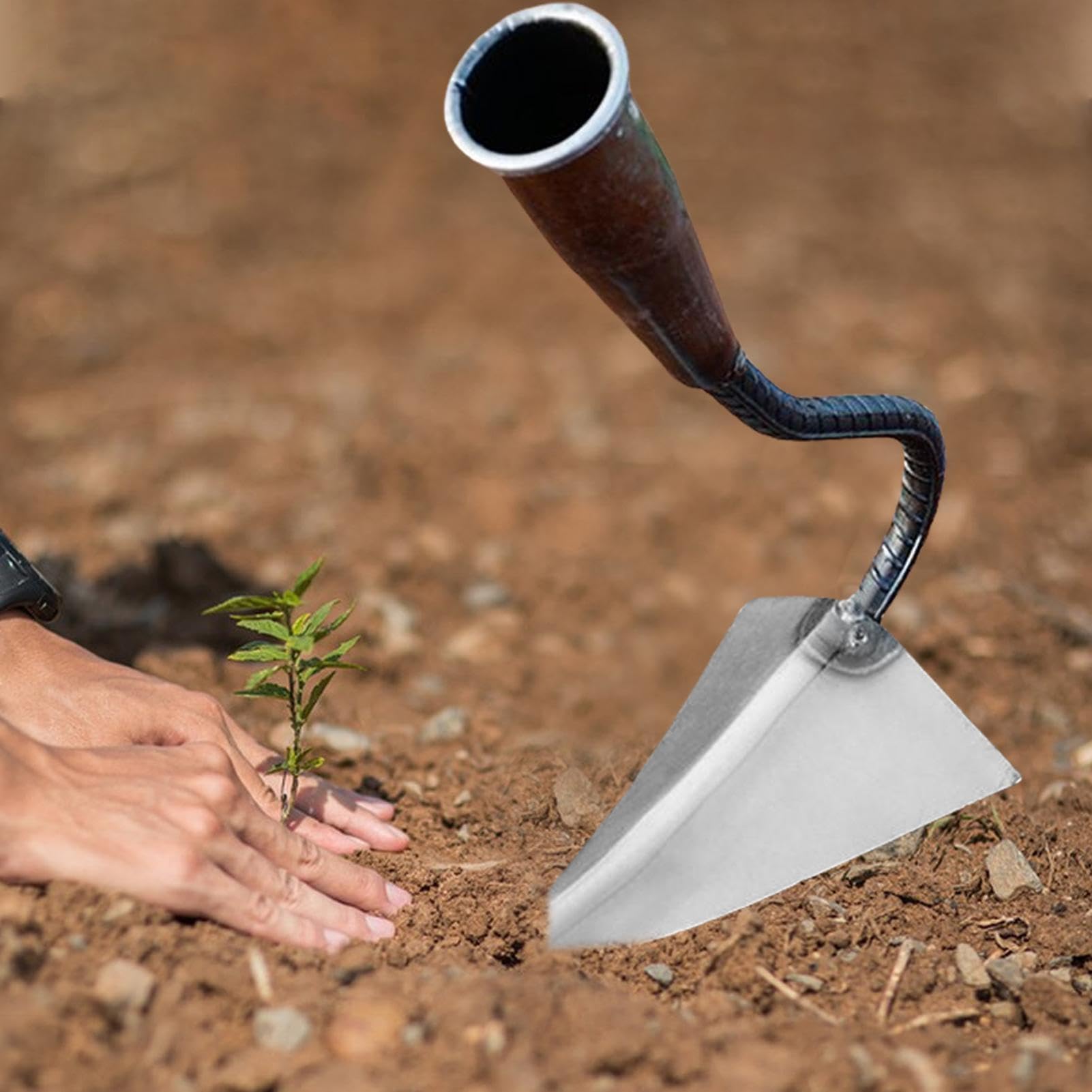 Haie de jardin triangulaire avec pelle en métal antidérapante - Pour desserrer le sol du jardin, creuser, cultiver, cour, pelouse et terrasse