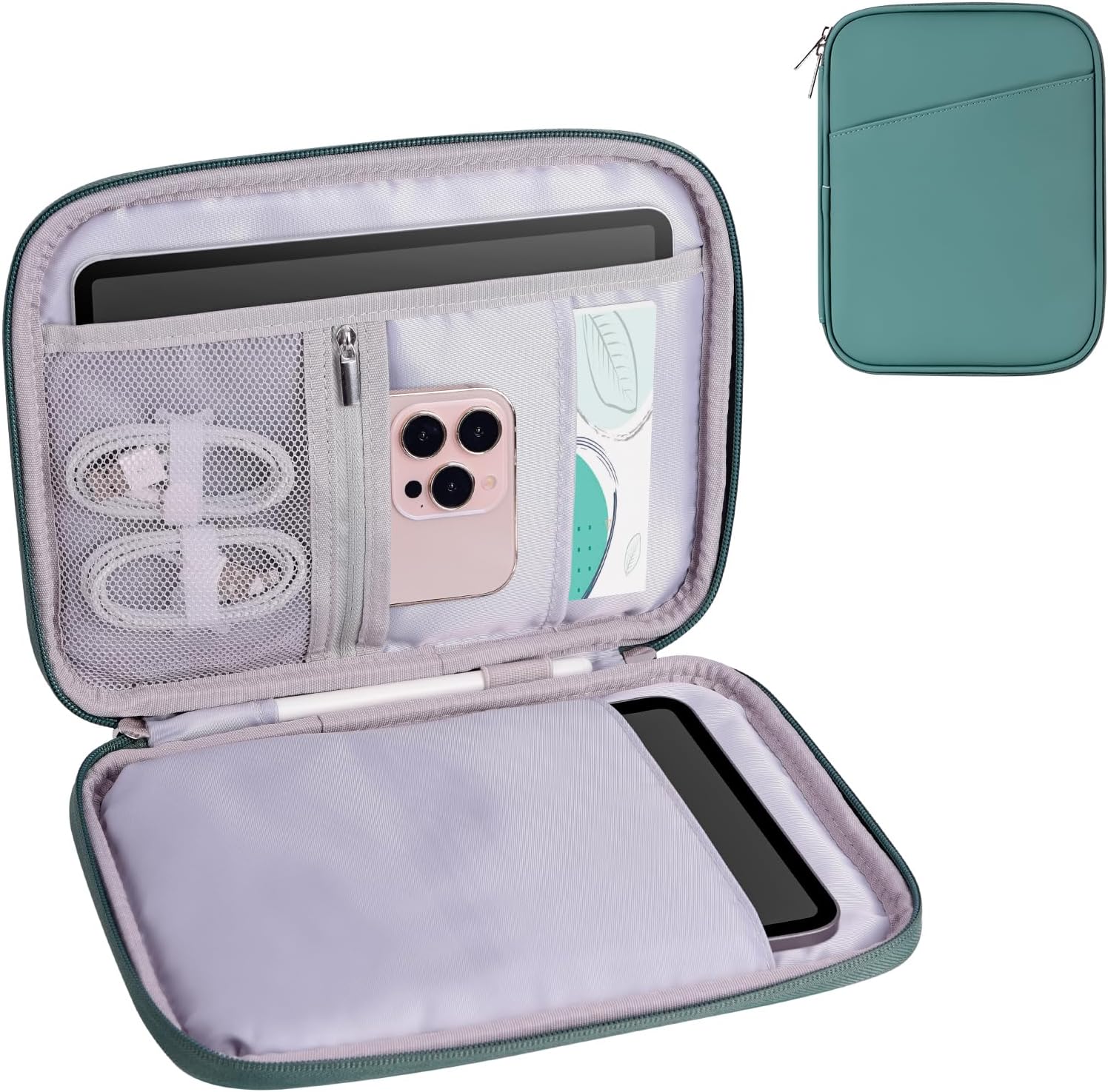 8-9 Inch Tablet Sleeve Bag, Padded Travel Pouch for Galaxy Tab A9 8.7/Tab A 8.4/Fire HD 8 (PU-Teal Blue9)