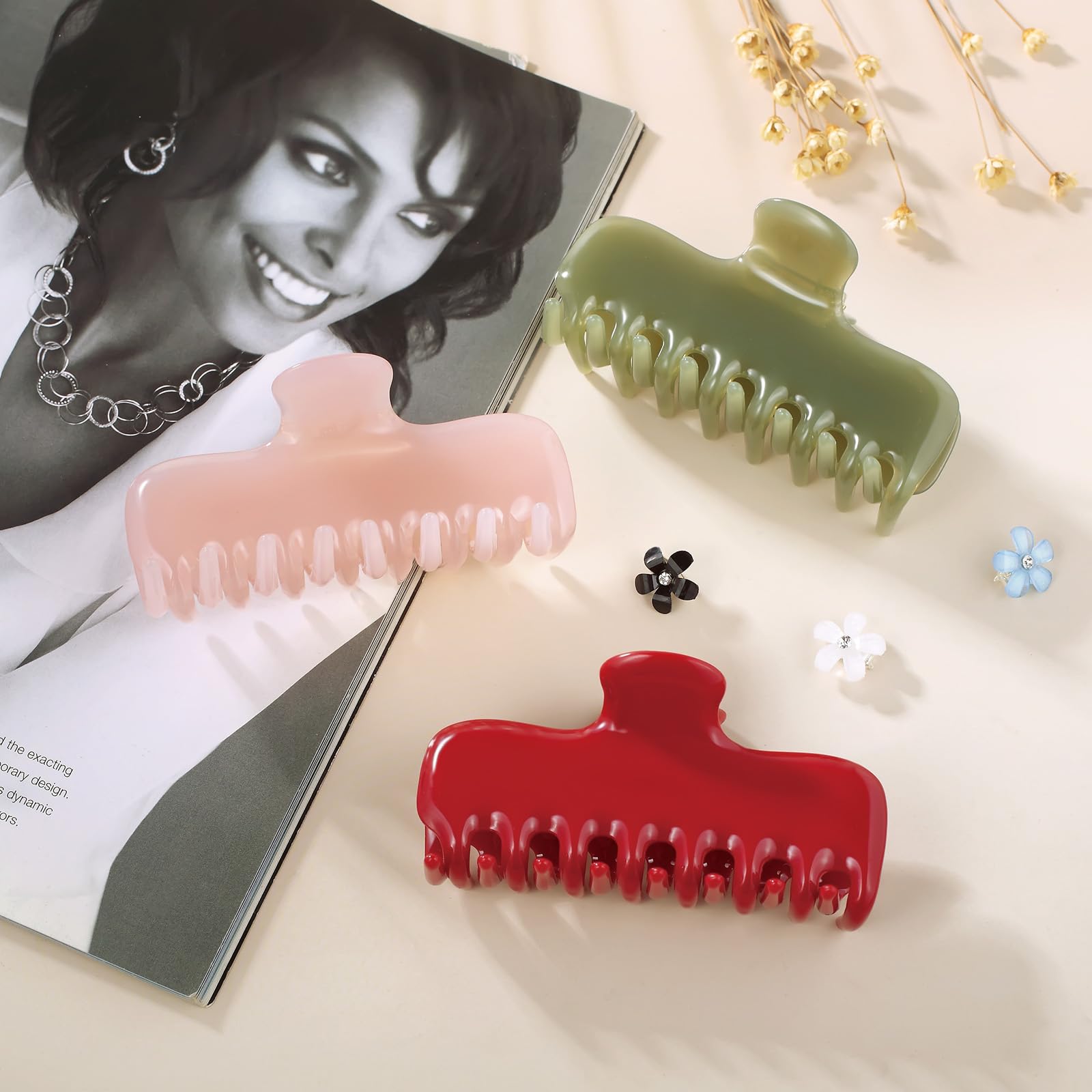 Acetate Hair Claw Clip 3.8 Inch Rectangle Strong Hold French Style Amazon.com: Large Hair Claw Clips for Women,3.8 main image 4