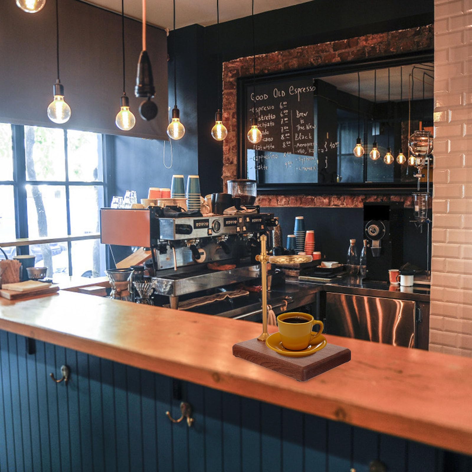 INOOMP Soporte para Filtro de Café Diseño Antideslizante y Ajustable, Rejilla para Goteros de Café de Madera Sólida y Aleación de Aluminio para Uso en Casa