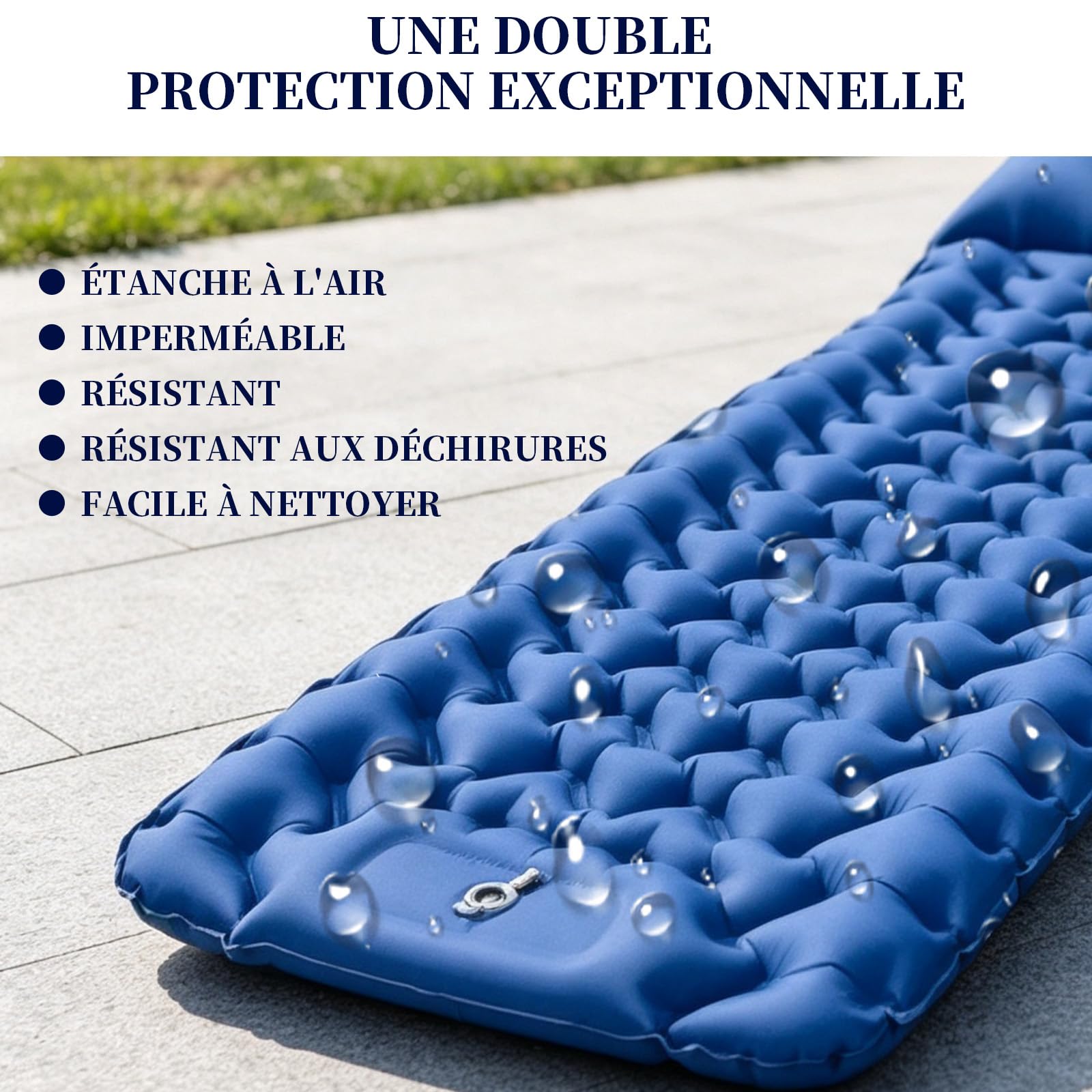 Koziya Matelas Gonflable,2026 Nouveau Matelas Koziya De Plage Gonflable,Pompe Et Oreiller Intégrés,Pliable,Convient pour La Tente,La Plage,Les Voyages (Peacockblau)