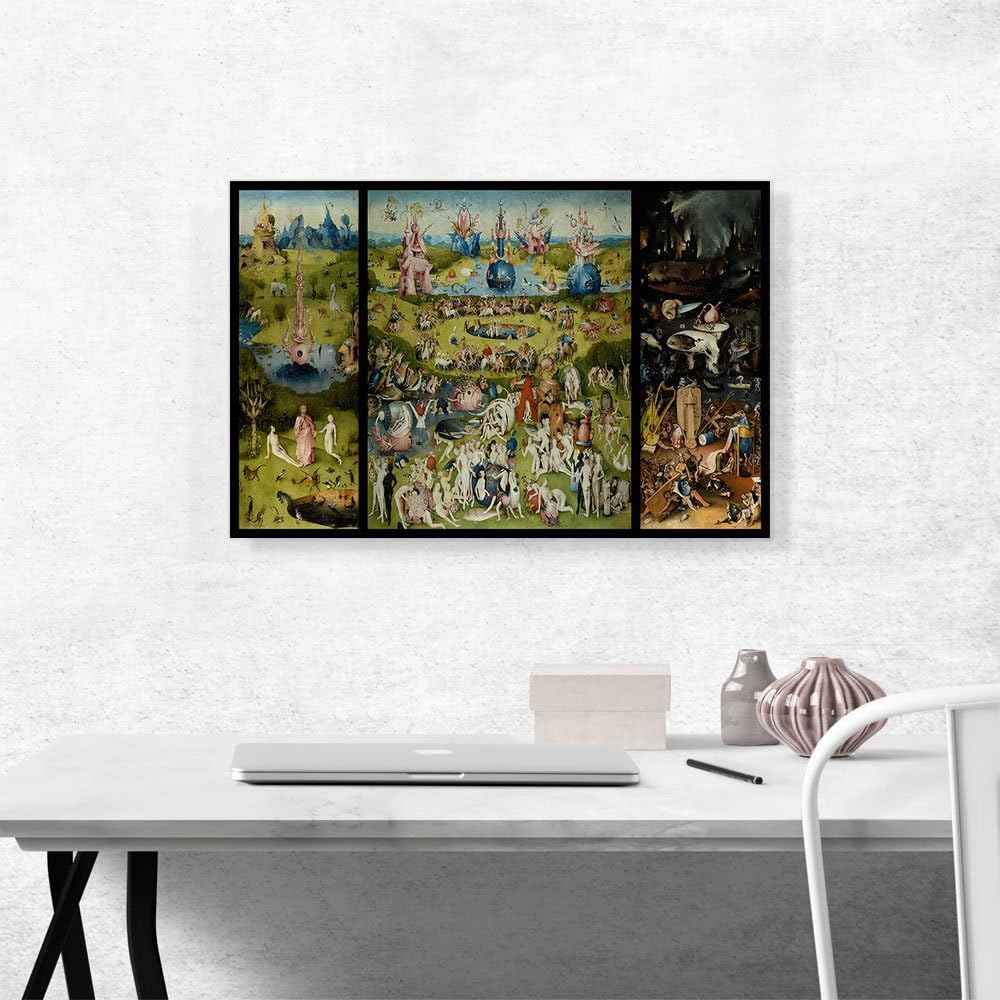 ARTCANVAS The Garden of Earthly Delights 1515 Canvas Art Print Stretched Framed Painting Picture Poster Giclee Wall Decor by Hieronymus Bosch - 26" x 18" (0.75" Deep)