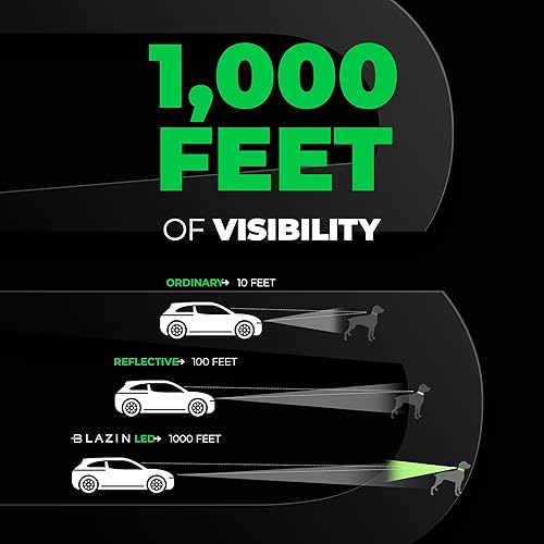 Miniatura 4 de Blazin - Collar led de seguridad para perros, recargable mediante USB y con luz intermitente resistente al agua, talla M, color negro