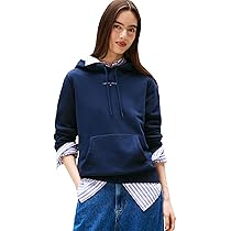 Tommy Jeans Donna Felpa Linear con Cappuccio, Blu (Dark Night Navy), XL