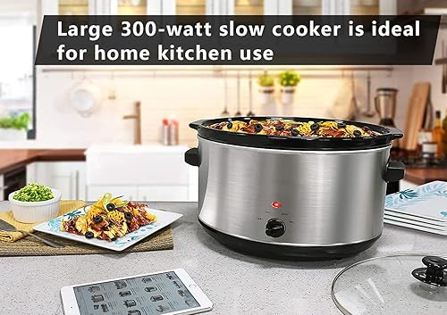 Miniatura 2 de Olla lenta eléctrica de cerámica de 85 cuartos - Temperatura ajustable entradas salsas guisos y salsas