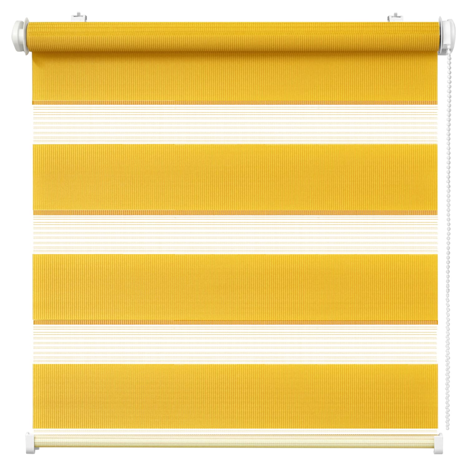 Domdeco Store double jaune, 80 x 215 cm – Store enrouleur double Fix avec supports de serrage, store de fenêtre/store de traction latérale, sans perçage, translucide et occultant