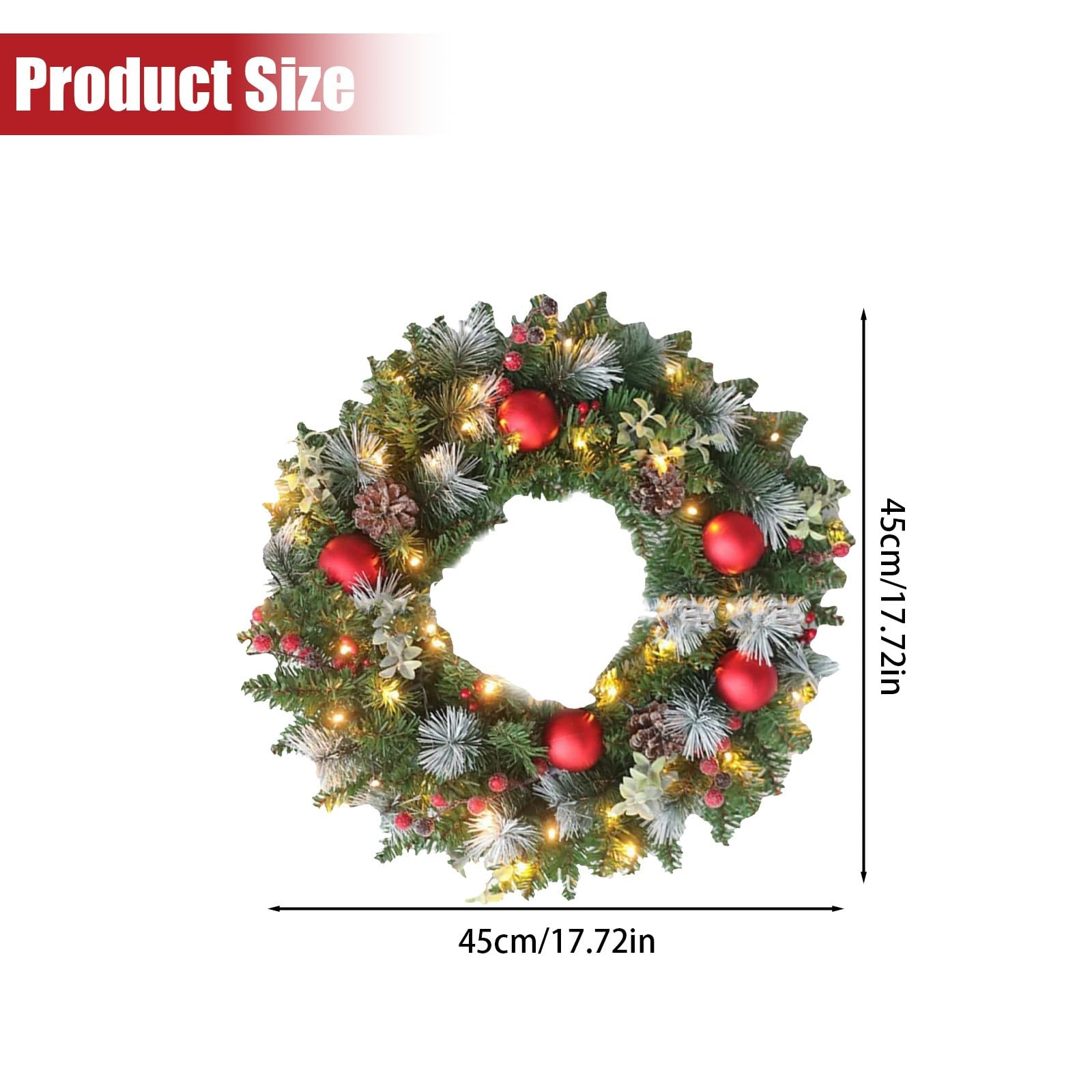 Ghirlanda Natalizia con Corona Natalizia per Porta Christmas Wreath Artificiale Ghirlanda con Porta Natale Verde Ghirlande Natalizie Lunghe Per Esterno Decorazioni Di Natale