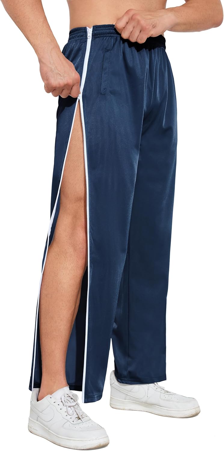 AIFARLD Tear Away Pants for Men Side Zippers Mens Sweatpants with Pockets for Basketball Knee/Leg Post-Surgery - Image 2