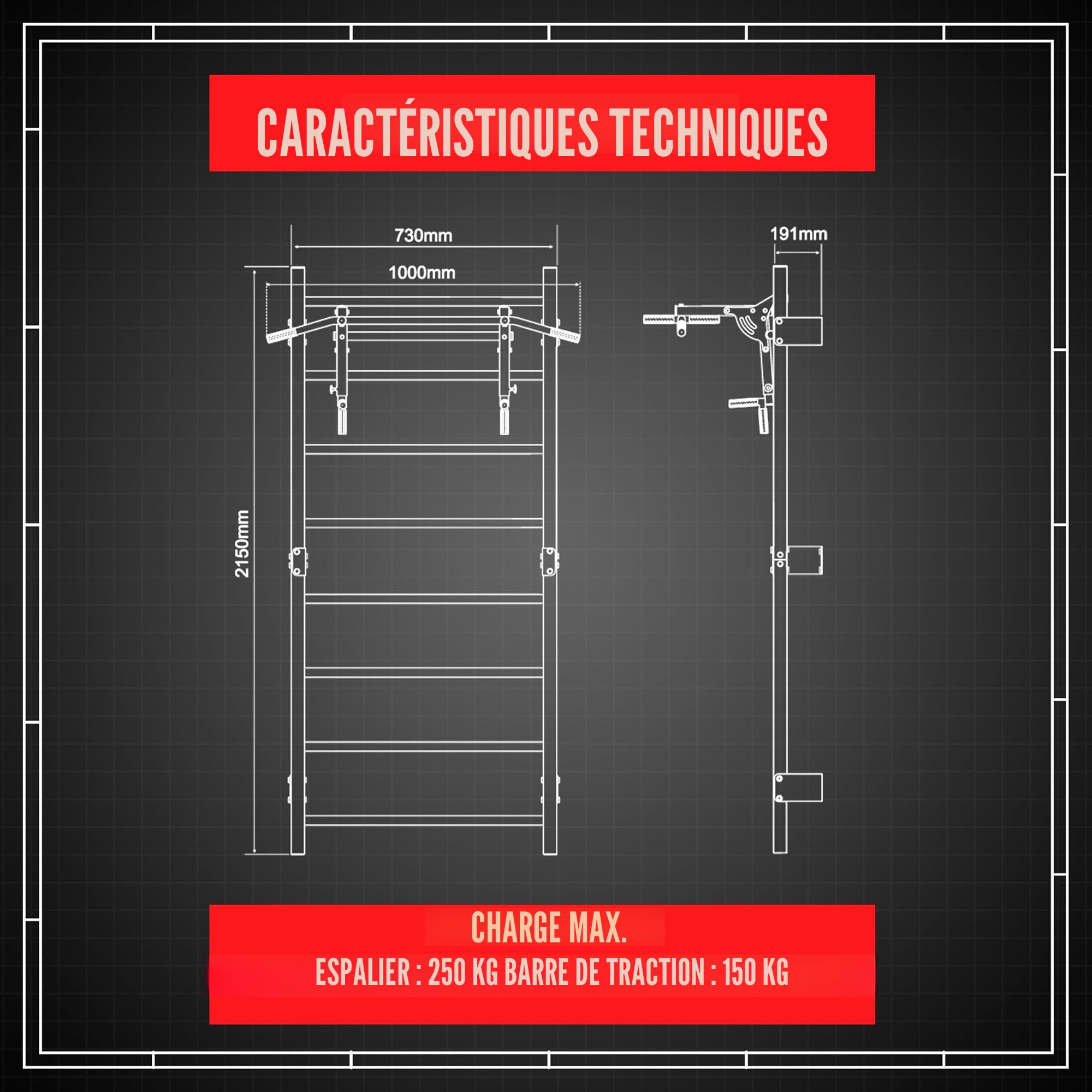 K-Sport: Kit d'entraînement - Espalier avec station de dip et barre de traction I Station de musculation I Barre de dip pour les entraînements exigeants I Équipements de fitness, eBook inclus