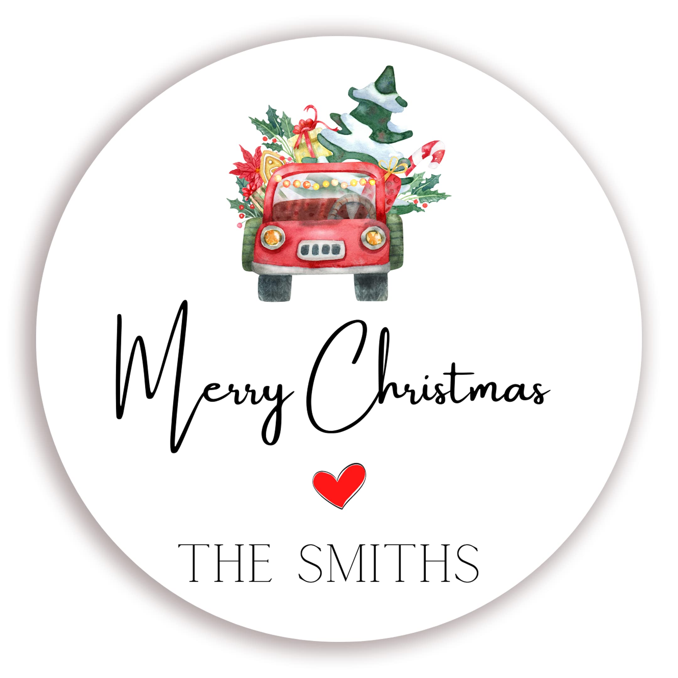 Personalized Merry Christmas Round Stickers - Custom Wrap Labels & Name Stickers (Pattern 2)