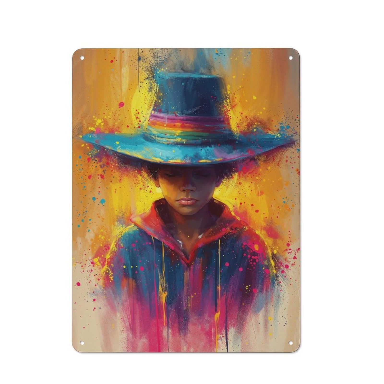 Junmoney Somber Cowboy Retro-Style Metal Wall Sign 40X30cm For Pub Or Café, A New Home Present For Hospitality Wall Decor Collectors