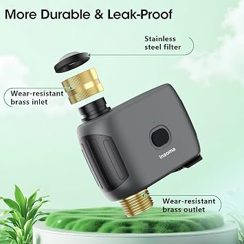 Insoma WiFi Water Timer for Garden with Brass Inlet & Outlet, Smart Sprinkler Timer, APP Remote Control WiFi Hose Timers, automatic Tap timers with AUTO/Rain Delay/Manual Mode for Yard Lawn Watering