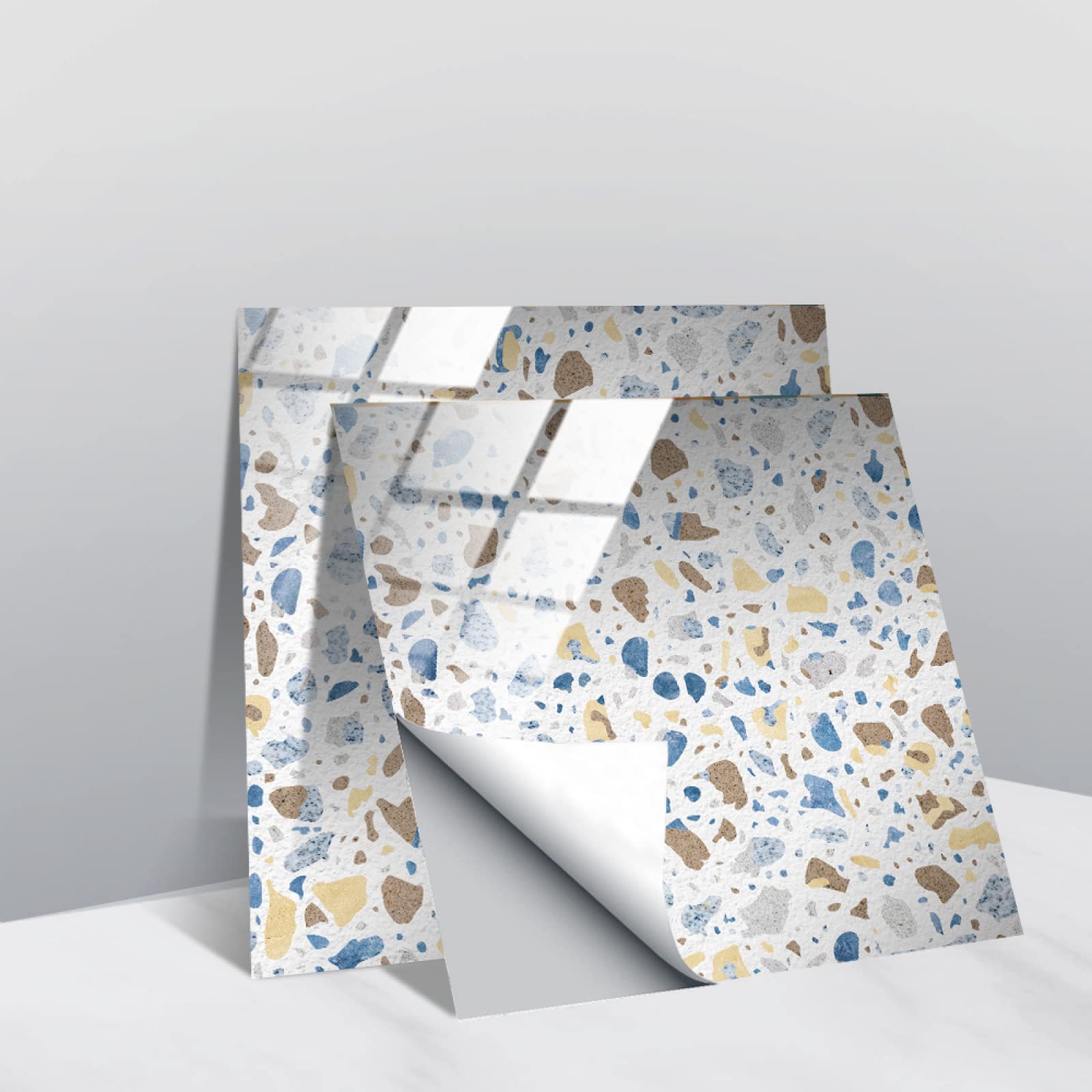 Piastrelle Adesive Cucina Modello Macchiato Marrone Blu Pavimento pvc Adesivo Mobili Decorazioni Piastrelle Adesive Bagno Impermeabile Resistenza all'olio Mattonelle Adesive