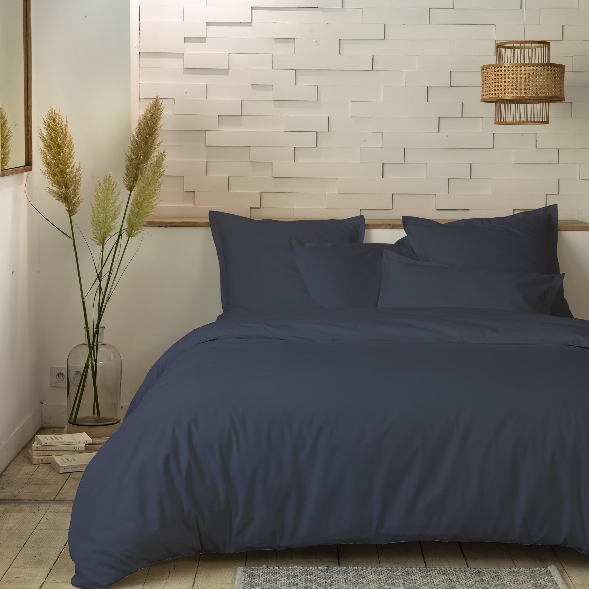 Parure De Lit 240x280 Cm + 2 Taies 50x85 Cm - 100% Coton Percale - Couleur Moutarde - Uni