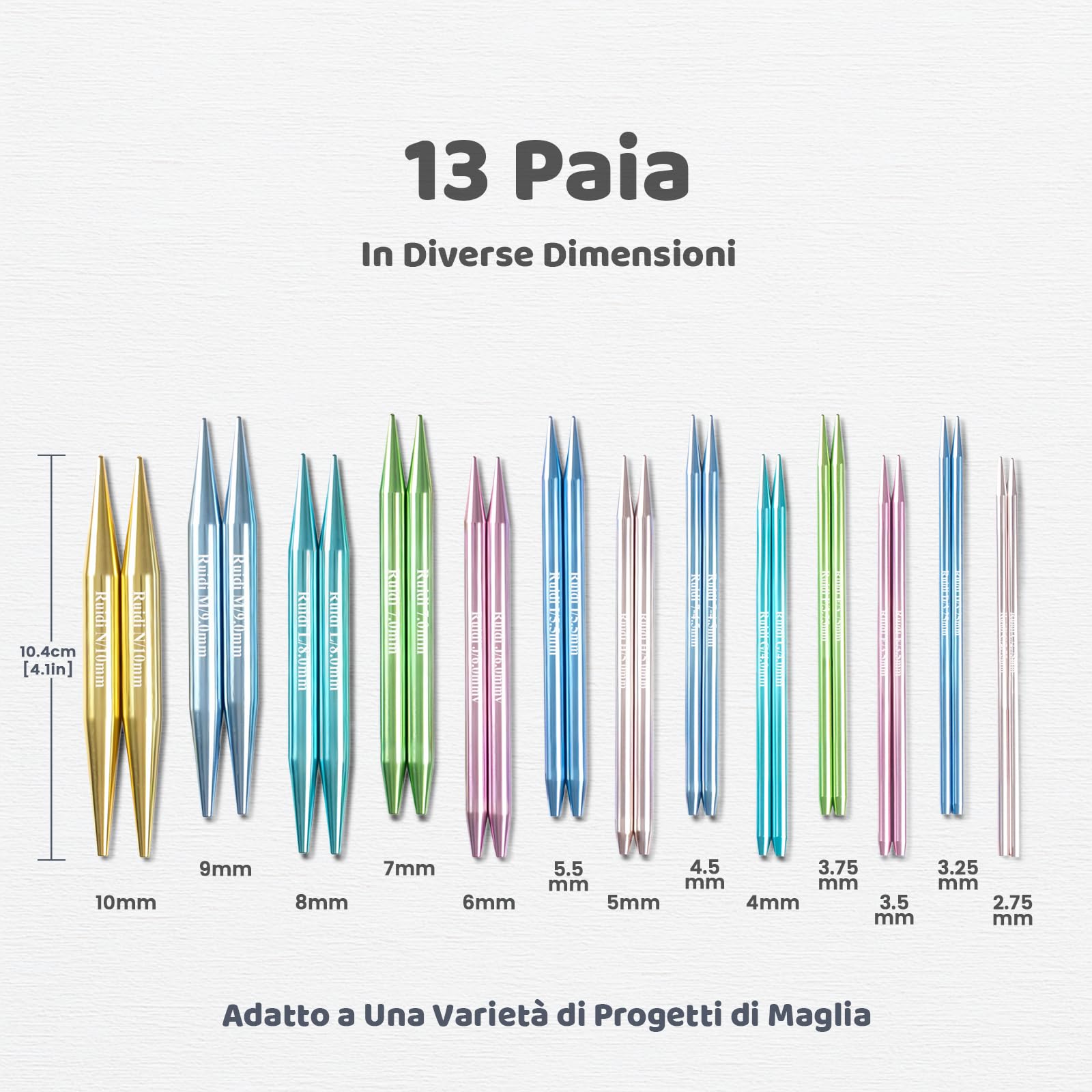 RUIDI Set di Ferri da Maglia Circolari Intercambiabili in Alluminio Leggero, 13 Paia (10cm), 2,75mm-10mm con Custodia