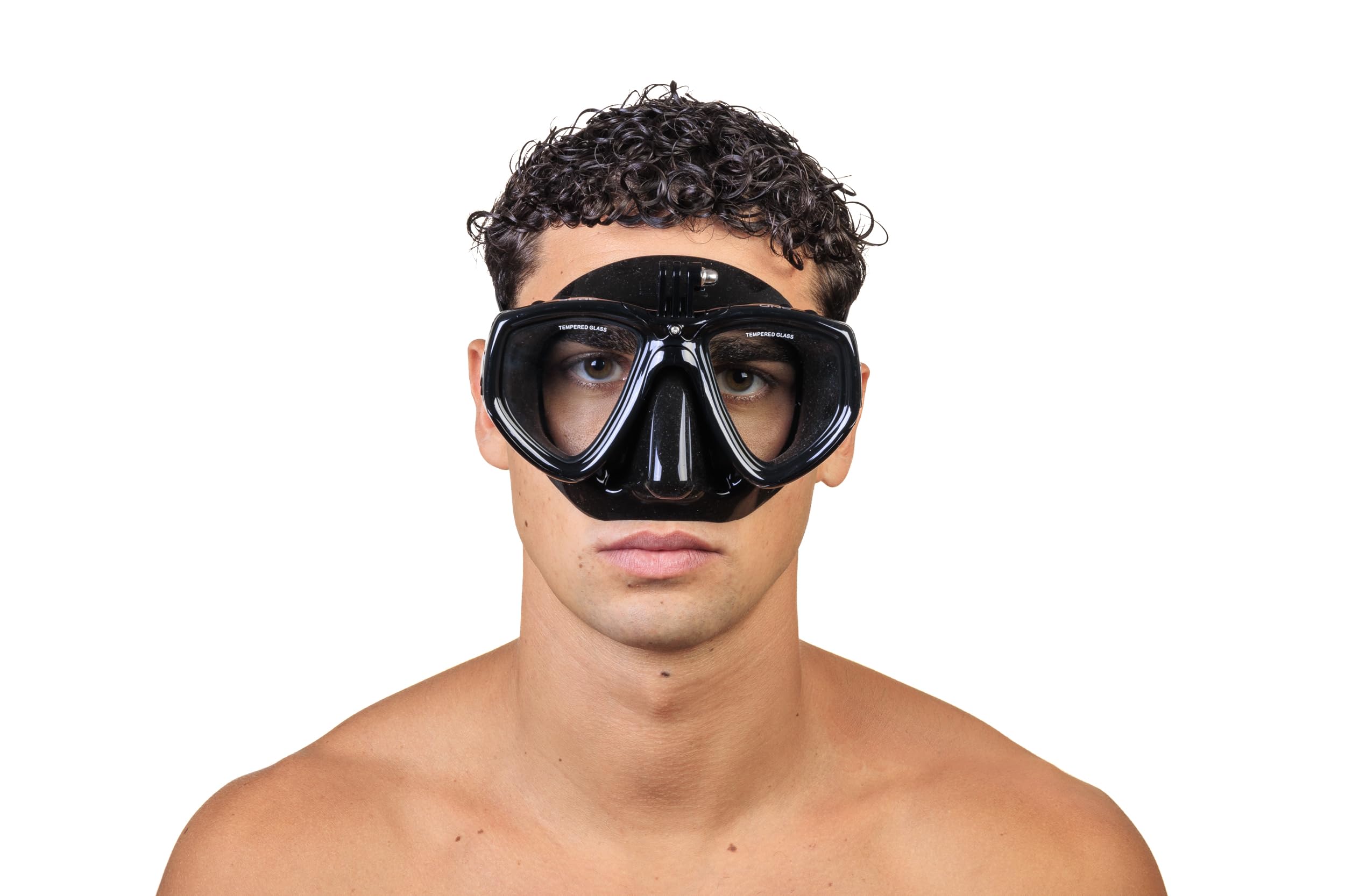 SEAC One Pro Maske mit Adapter für GoPro Videokamera zum Tauchen und Schnorcheln, schwarz, Standard