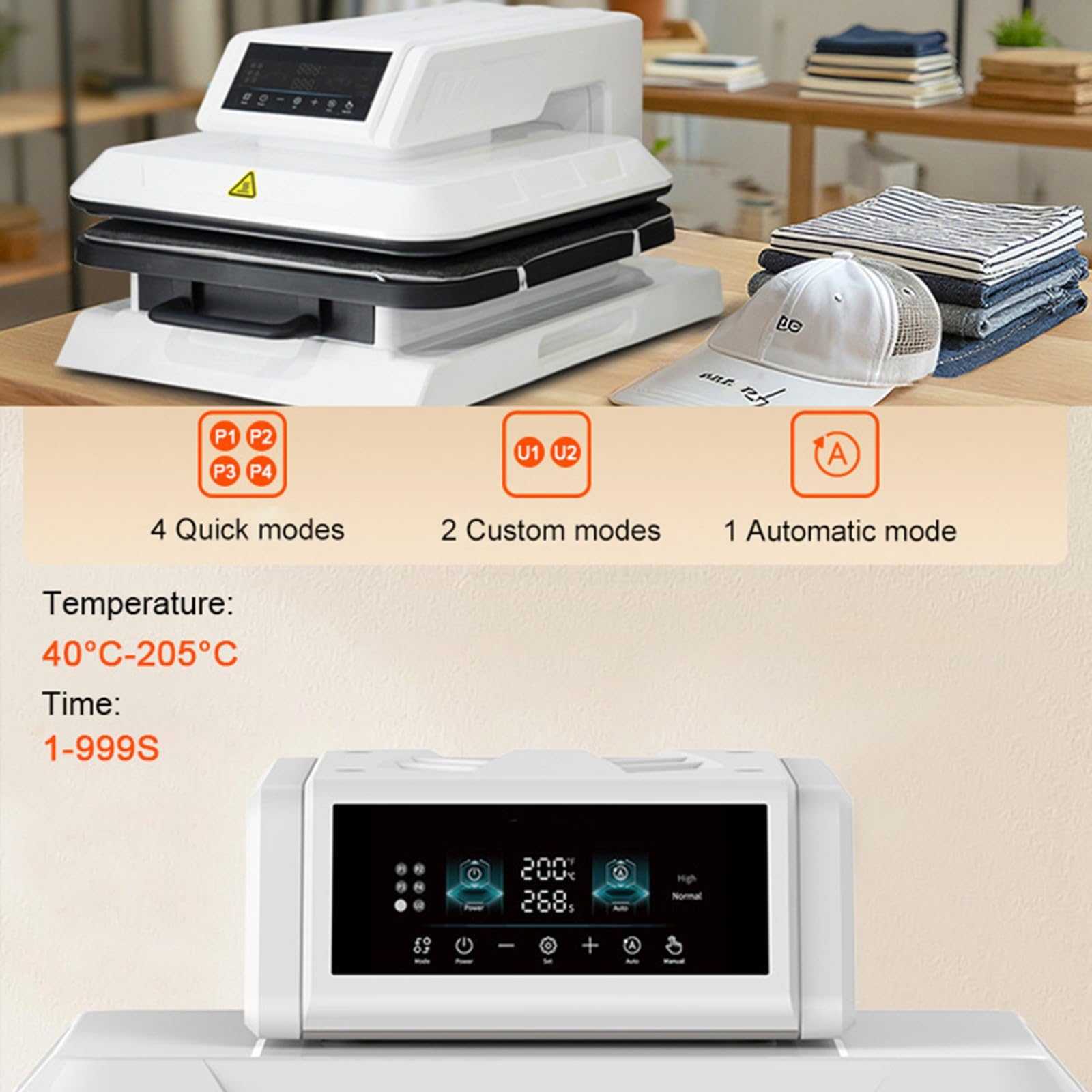 Presse à Chaud Automatique Presse à Transfert Automatique 38 * 38Cm Presse Numérique Intelligent avec Libération Automatique Imprimante DTF Sublimation pour T-Shirt Couverture Serviette A