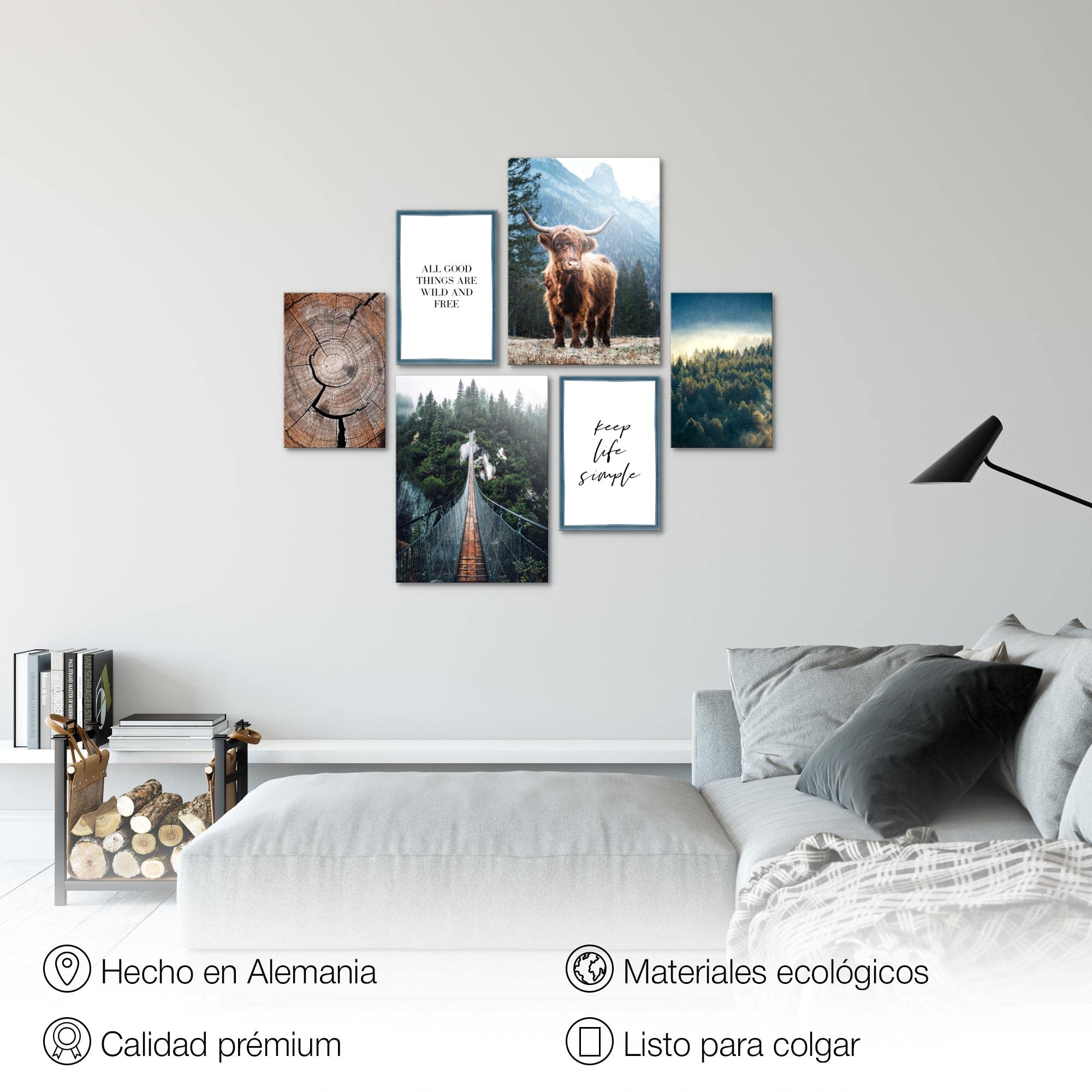 Novart Quadro Natura Paesaggio N035863a - Collage Moderno Beige - Tela Non Tessuta 110g/m² - Made In Germany