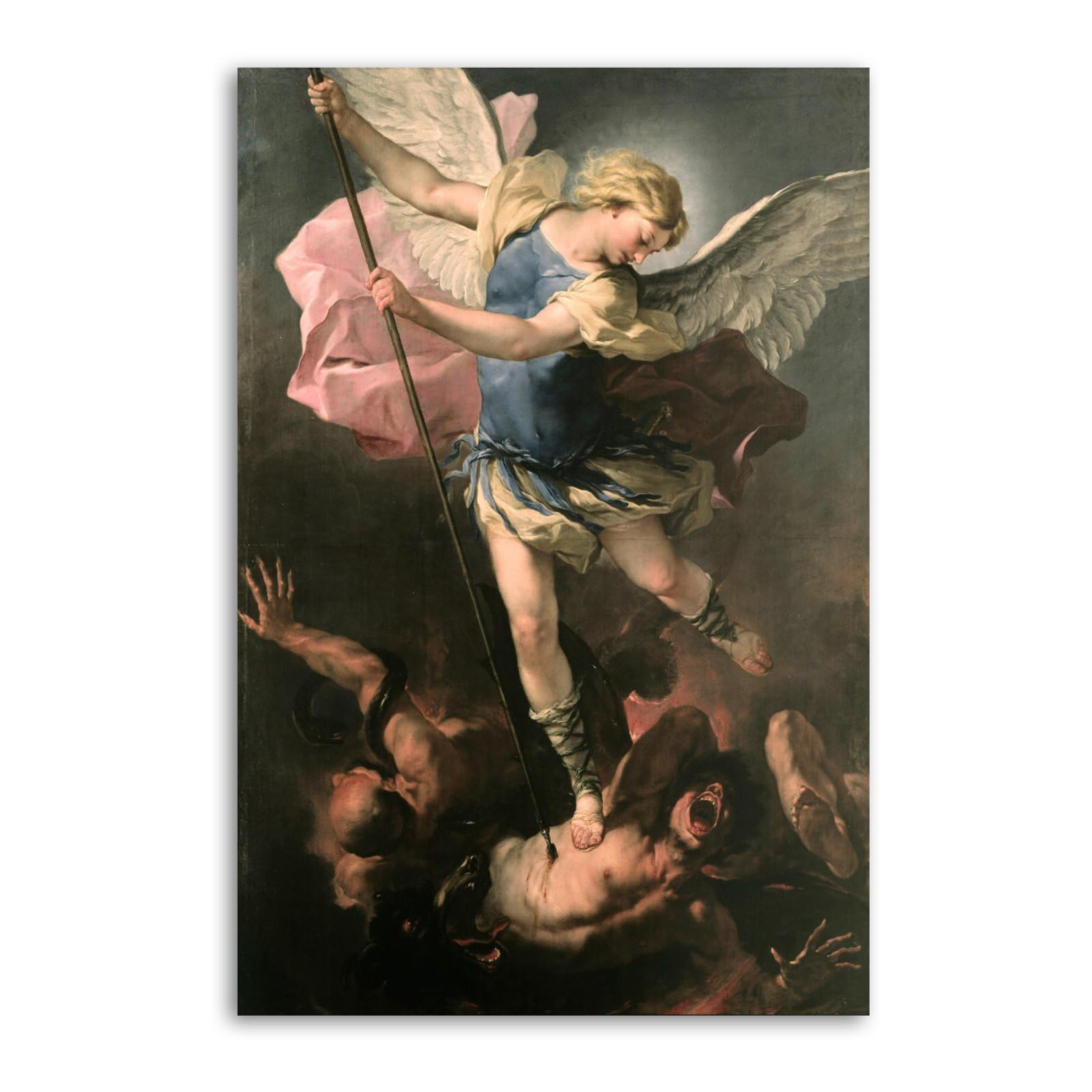 Luca Giordano - Saint Michael The Archangel Poster Decorative Painting Canvas Wall Posters And Art Picture Print Modern Family Bedroom Decor Posters 08x12inch(20x30cm)