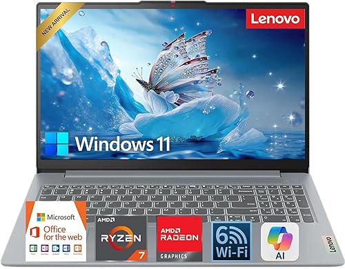 Lenovo IdeaPad Slim 3 • 15.6" FHD Display Laptop • AMD Ryzen 7 7730U (8 Cores) • 16GB DDR4 SDRAM • 256GB SSD • Privacy Shutter • SD Card Reader • Dolby Audio • Windows 11 Pro• WOWPC USB