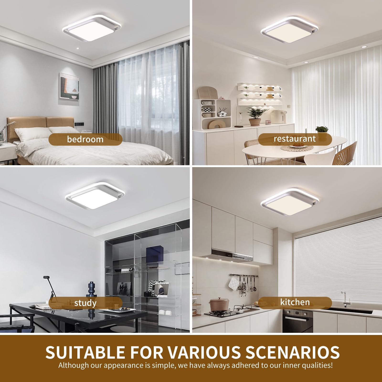Naroume Modern Smart LED Ceiling Lights Dimmable LED Ceiling Lamp with Remote Control Acrylic Flush Mount Ceiling Lighting Fixtures for Living Room Kitchen Dining Room (4-32) x2W - Image 2