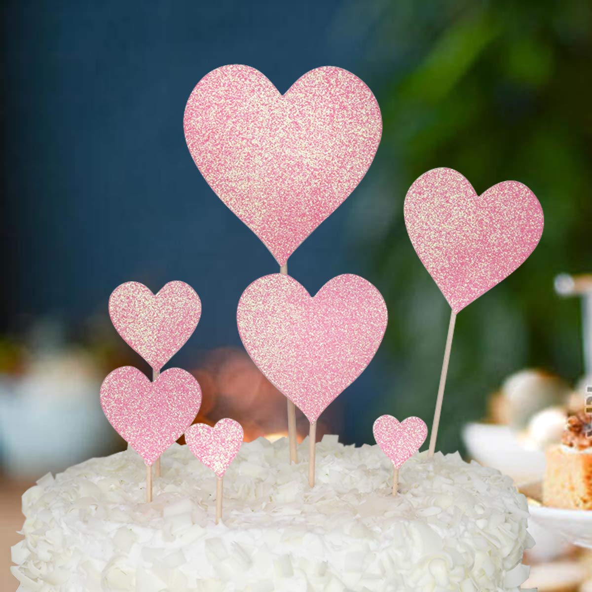Sunny ZX Heart Shaped Gold Glitter Heart Cupcake Toppers Cake