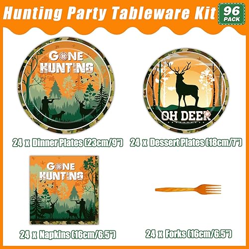 Miniatura 2 de 96 servilletas de papel para fiesta de camuflaje de caza, suministros de decoración de fiesta de cumpleaños Oh Deer para baby shower, suministros de
