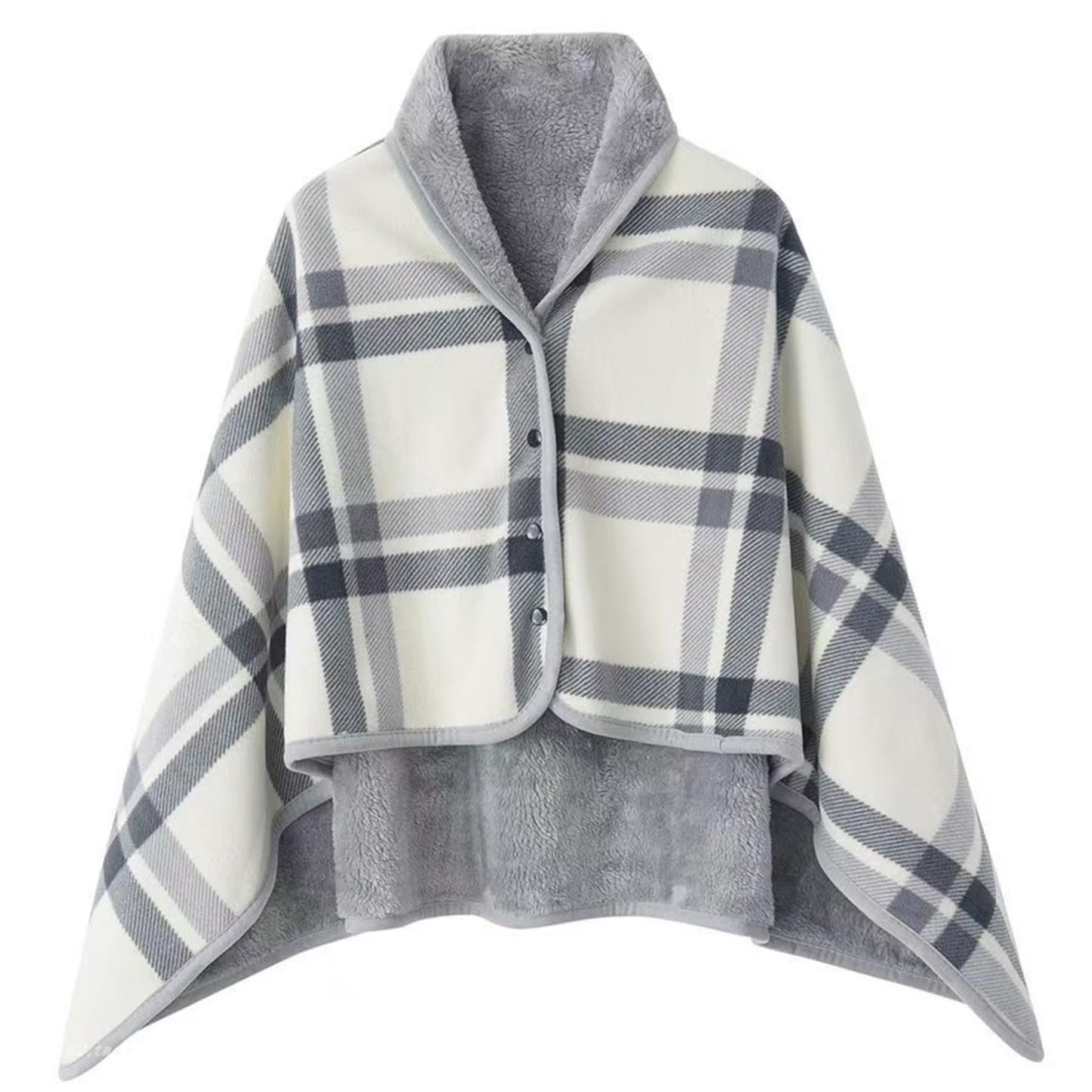 Gcroet 1PC Wearable Throw 31.5x51in Warm Plush Plaid Lap Blanket with Buttons Portable Bed Sofa Office Car Wheelchair Blanket for Women Men