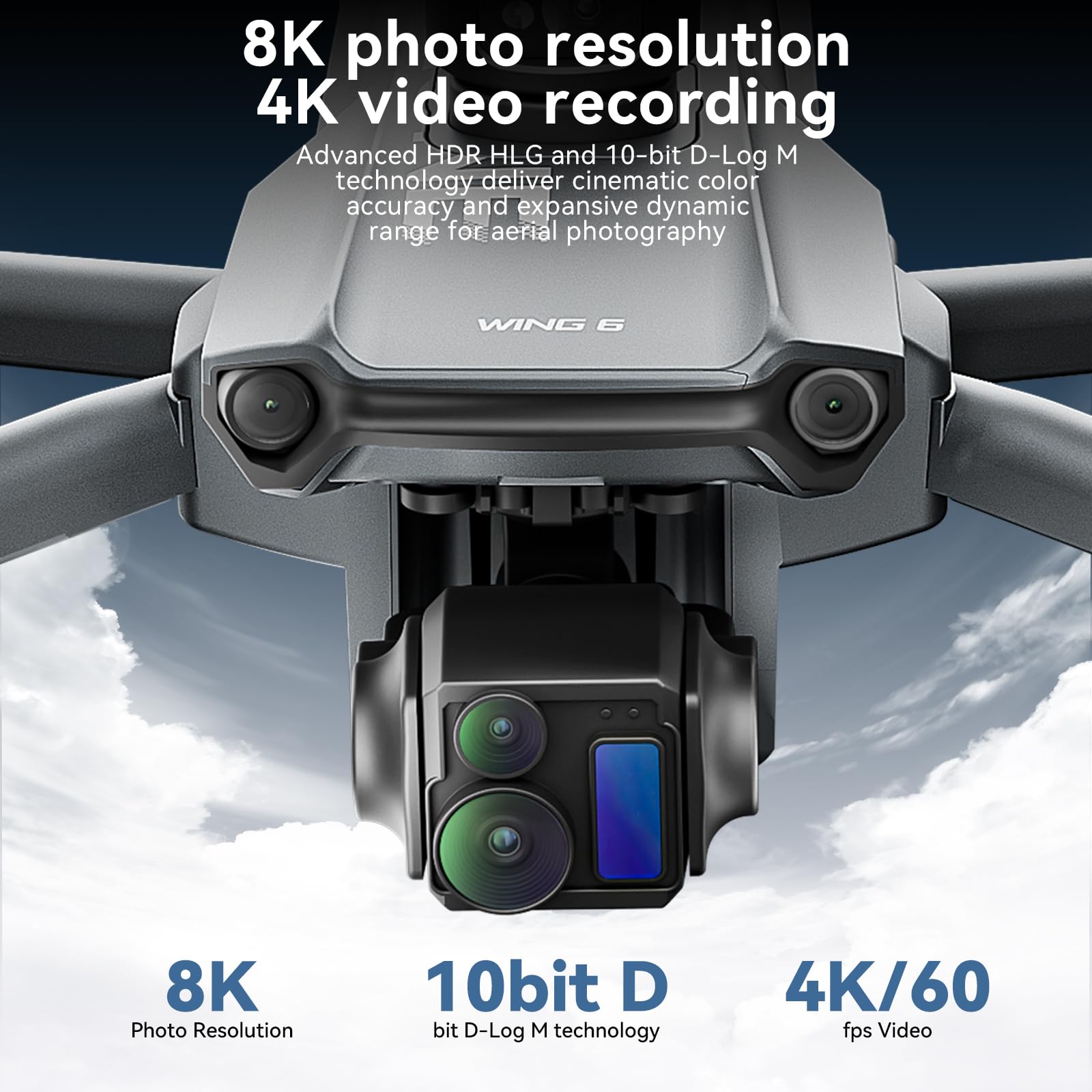 8K Pro Drone, 6KM Range, 3-Axis Gimbal, AI Obstacle Avoidance, 5G Transmission, Payload Dropper